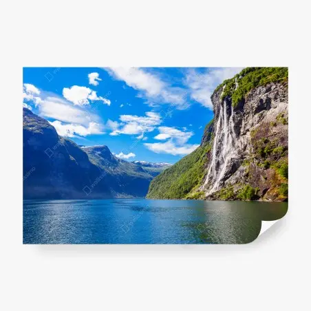 Fototapete seven sisters wasserfall am Geirangerfjord – Pixers®