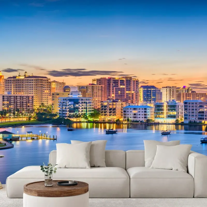 Fototapete Sarasota bei dämmerung über der bucht