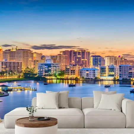 Fototapete Sarasota bei dämmerung über der bucht