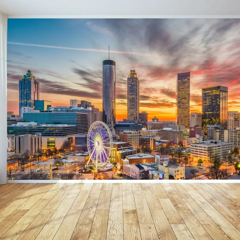 Fototapete Atlanta skyline bei sonnenuntergang