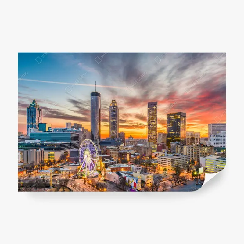 Fototapete Atlanta skyline bei sonnenuntergang
