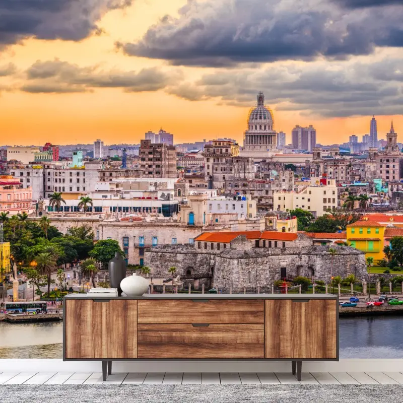 Fototapete Havanna skyline bei sonnenuntergang