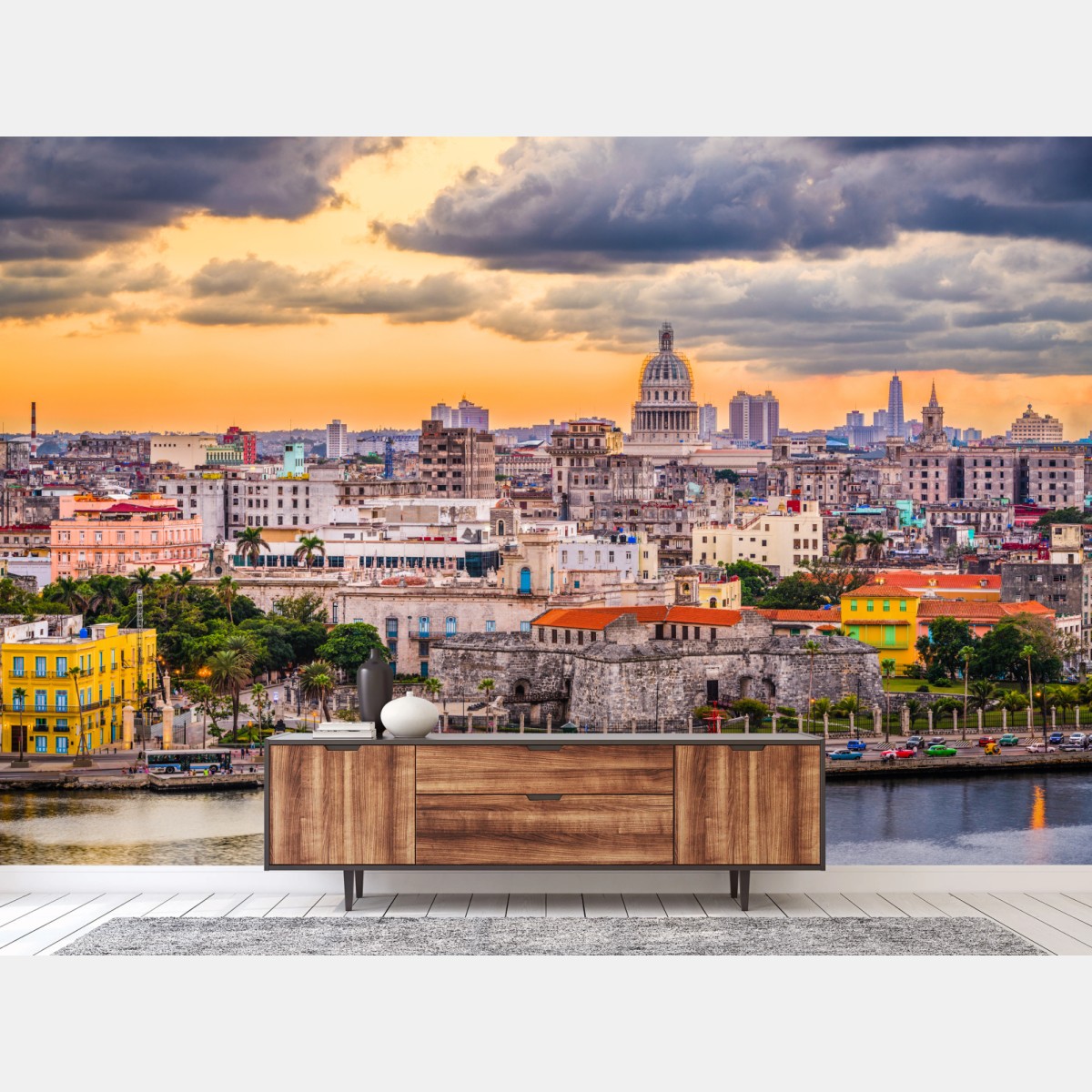 Fototapete Havanna skyline bei sonnenuntergang – Pixers®