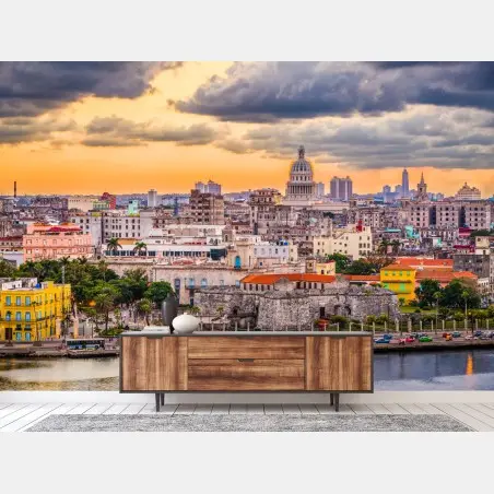 Fototapete Havanna skyline bei sonnenuntergang – Pixers®