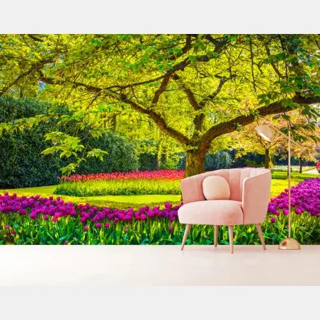 Fototapete bunter tulpengarten in Keukenhof – Pixers®