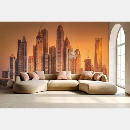 Fototapete Dubai skyline im goldenen licht – Pixers®