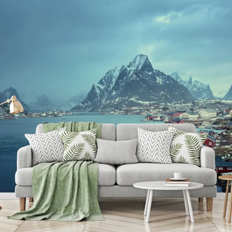 Fototapete Reine winterlicher fjord in den Lofoten