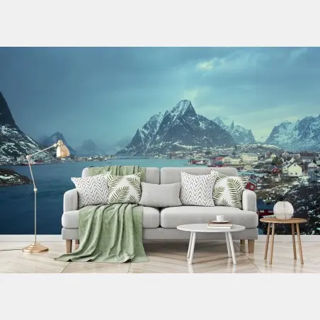 Fototapete Reine winterlicher fjord in den Lofoten – Pixers®