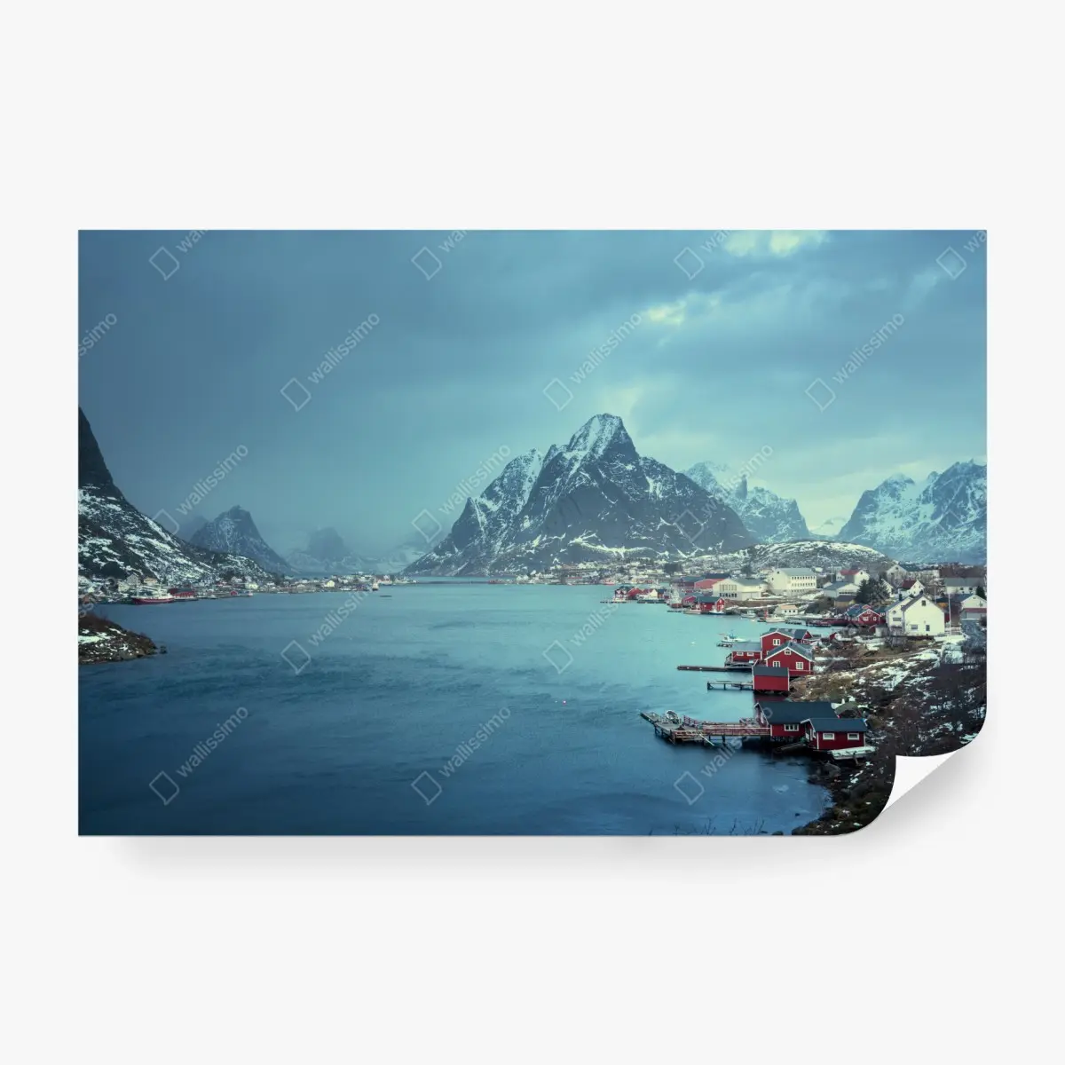 Fototapete Reine winterlicher fjord in den Lofoten – Pixers®