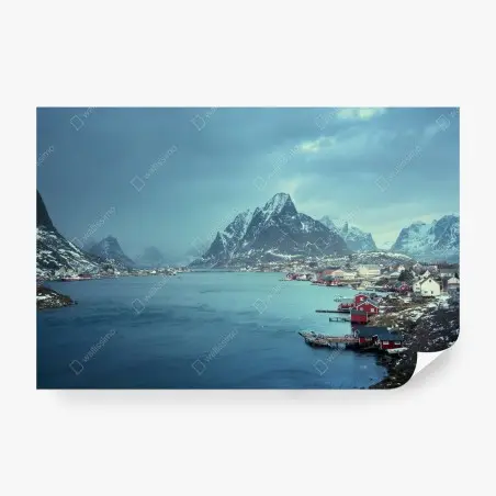 Fototapete Reine winterlicher fjord in den Lofoten – Pixers®