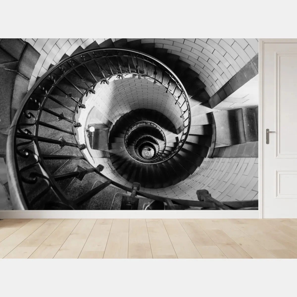 Fototapete spiraltreppe in monochromer perspektive – Pixers®