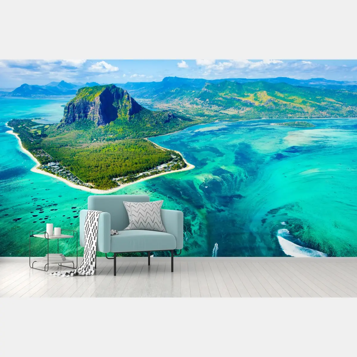 Fototapete türkisfarbene lagune aus der luft, Mauritius – Pixers®