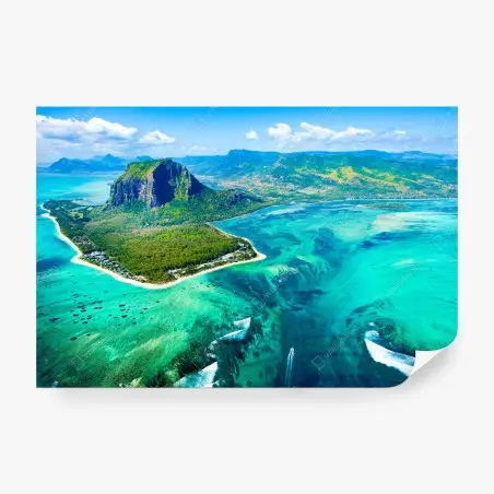 Fototapete türkisfarbene lagune aus der luft, Mauritius – Pixers®