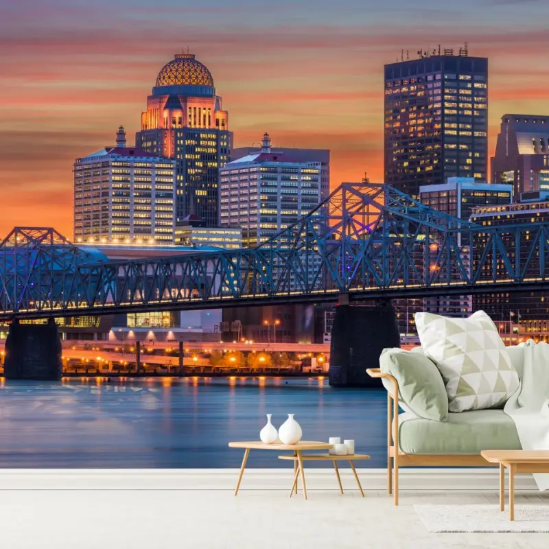 Fototapete Louisville skyline bei sonnenuntergang