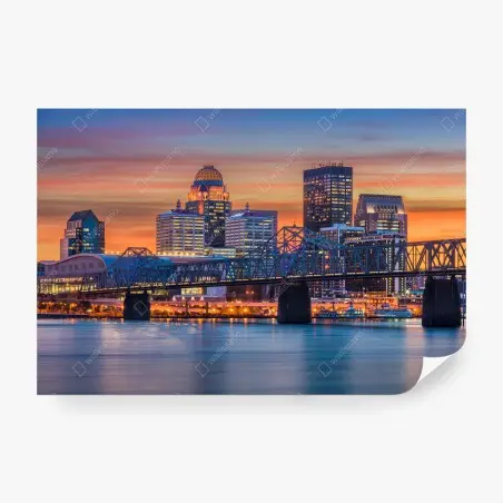 Fototapete Louisville skyline bei sonnenuntergang – Pixers®