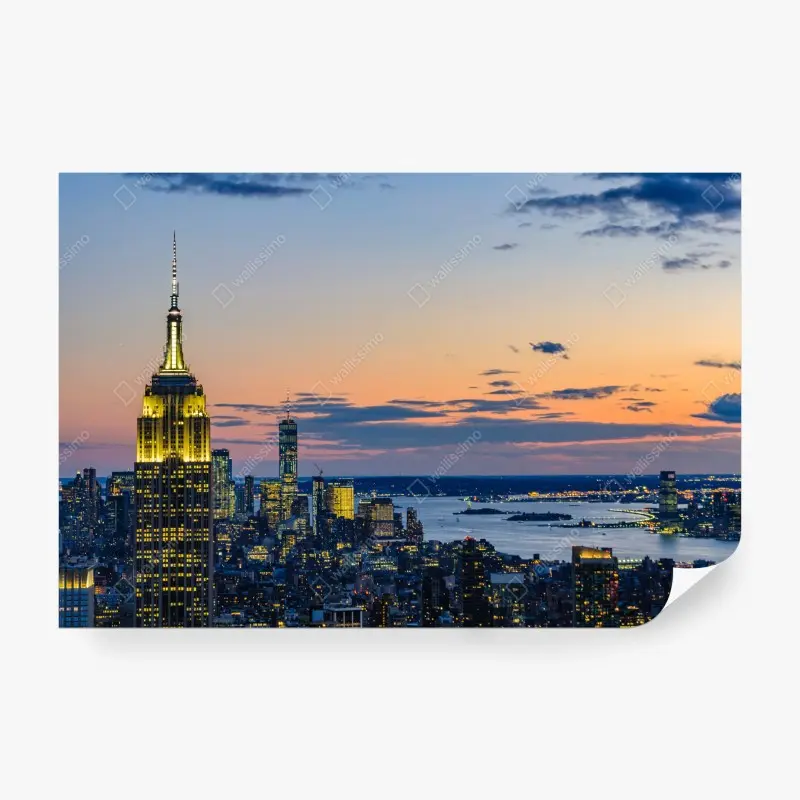Fototapete New York skyline bei dämmerung