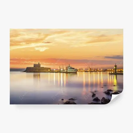 Fototapete festung Agios Nikolaos im Hafen Mandraki, Rhodos – Pixers®