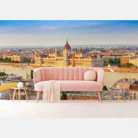 Fototapete Budapest skyline mit dem ungarischen Parlament am Donauufer – Pixers®