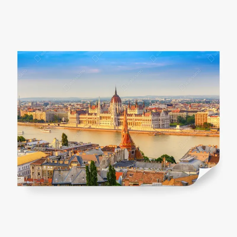 Fototapete Budapest skyline mit dem ungarischen Parlament am Donauufer