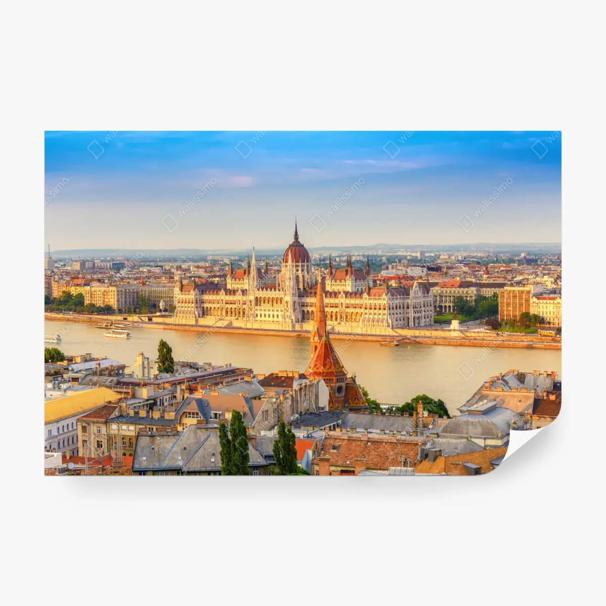 Fototapete Budapest skyline mit dem ungarischen Parlament am Donauufer – Pixers®