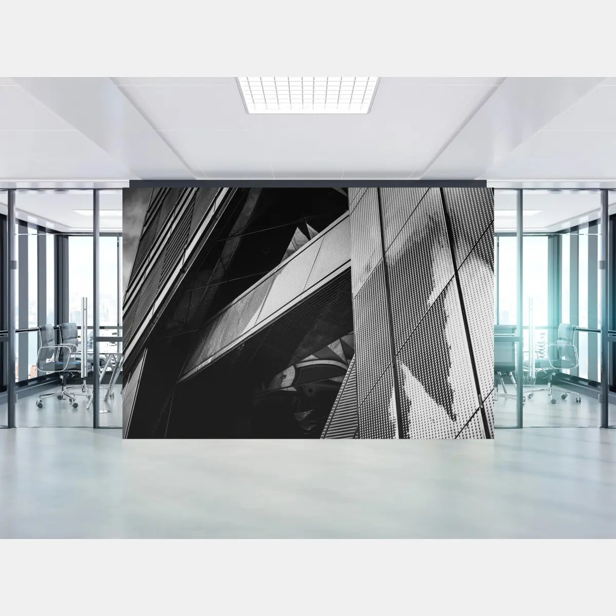 Fototapete geometrische moderne fassade in schwarzweiß – Pixers®