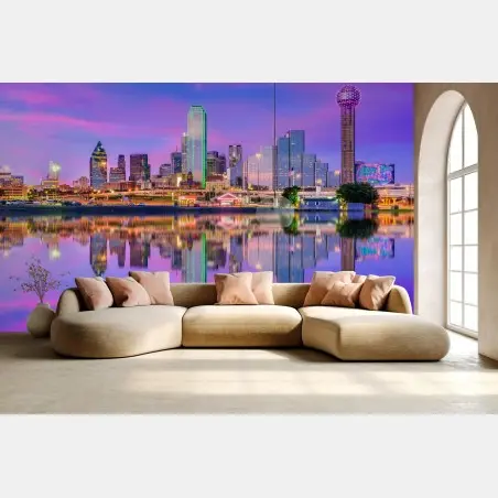 Fototapete Dallas skyline im violetten abendlicht – Pixers®