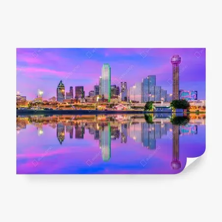 Fototapete Dallas skyline im violetten abendlicht – Pixers®