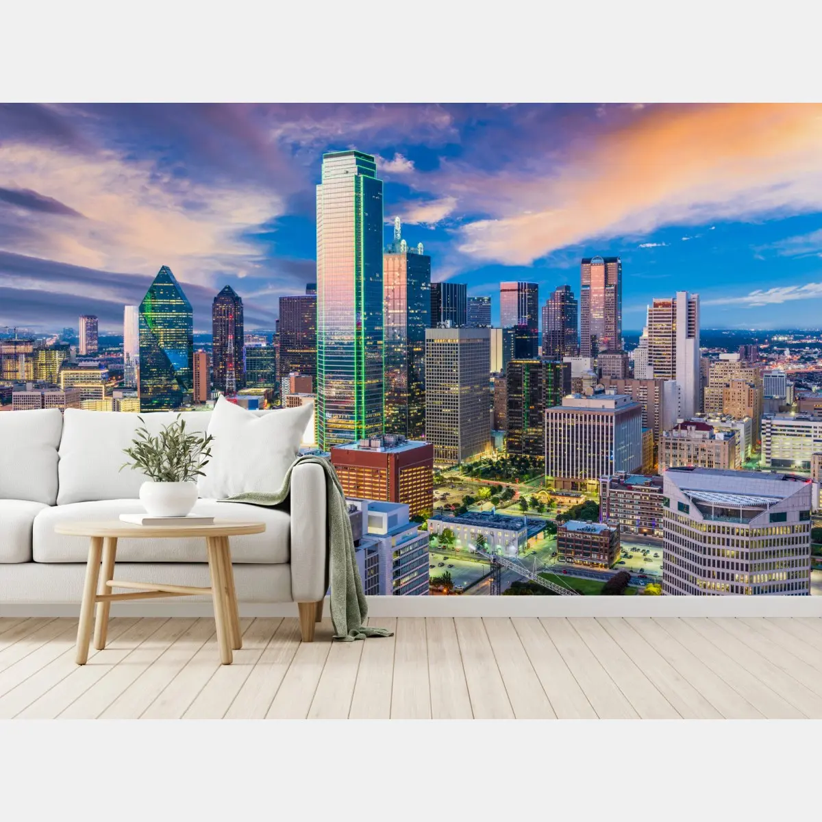 Fototapete Dallas skyline bei sonnenuntergang – Pixers®