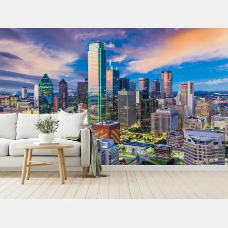 Fototapete Dallas skyline bei sonnenuntergang – Pixers®