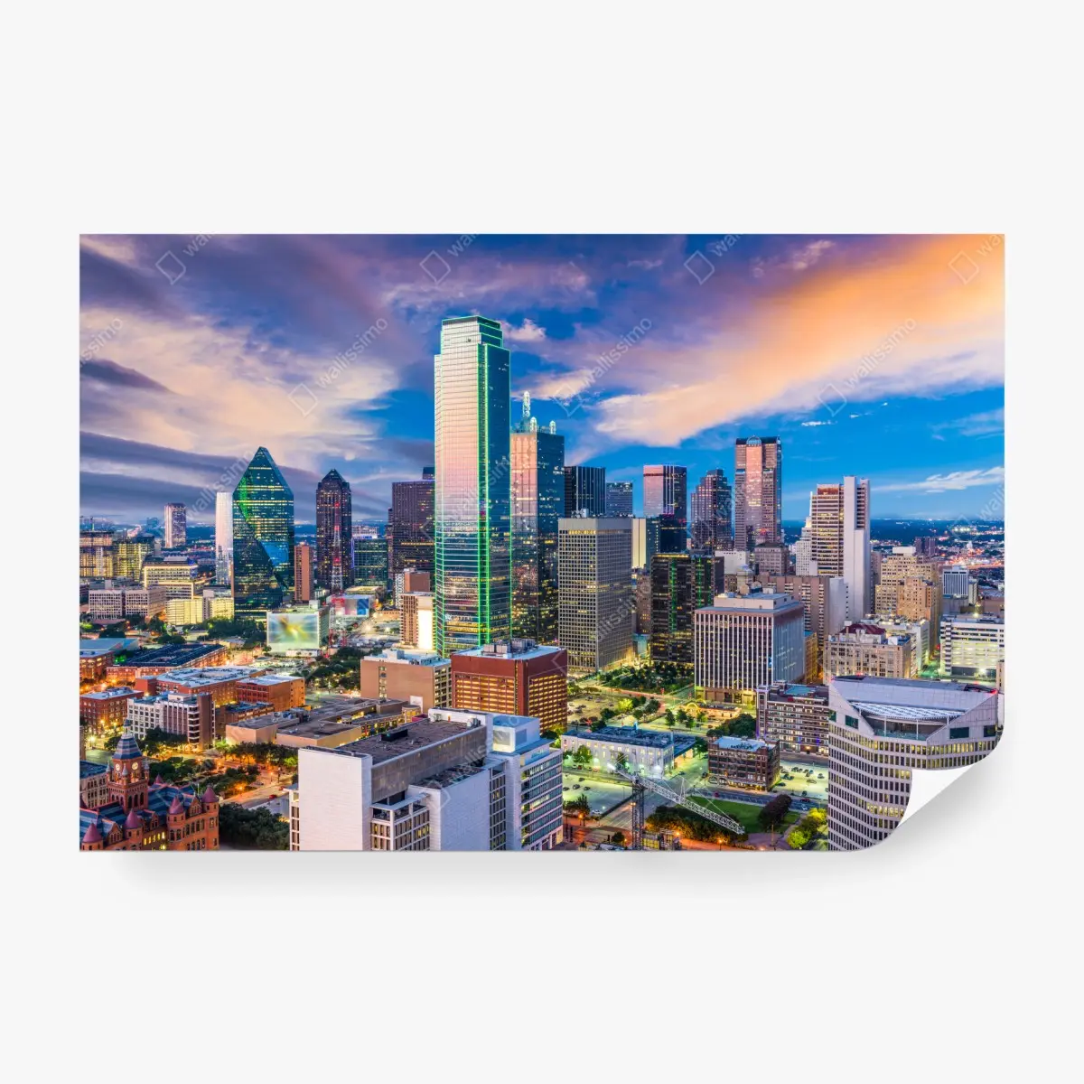Fototapete Dallas skyline bei sonnenuntergang – Pixers®