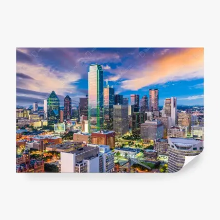 Fototapete Dallas skyline bei sonnenuntergang – Pixers®