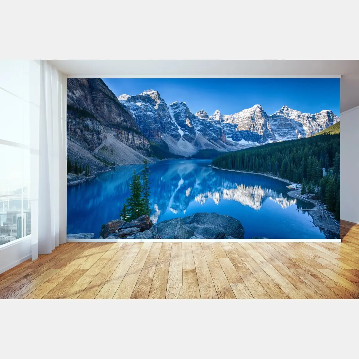 Fototapete ruhiger bergsee mit spiegelung – Pixers®