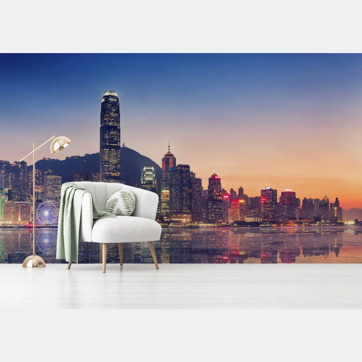 Fototapete Hongkong panorama bei dämmerung – Pixers®