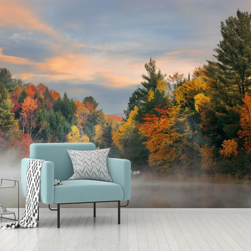 Fototapete nebliger herbstmorgen in Stowe