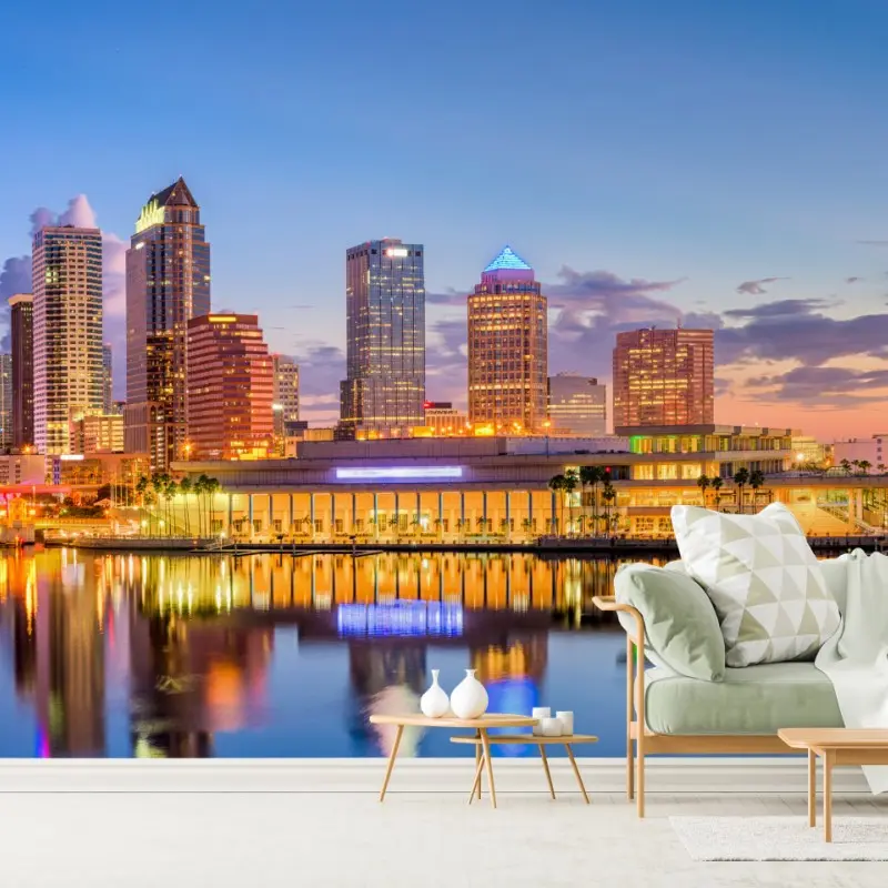 Fototapete Tampa skyline bei dämmerung