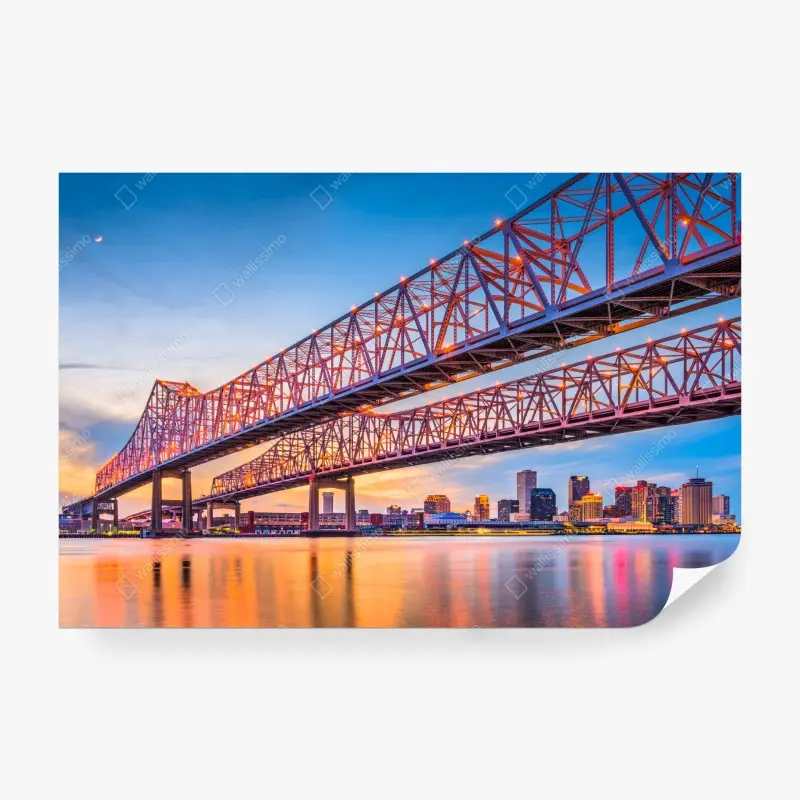Fototapete Crescent City Connection brücke bei sonnenuntergang, New Orleans