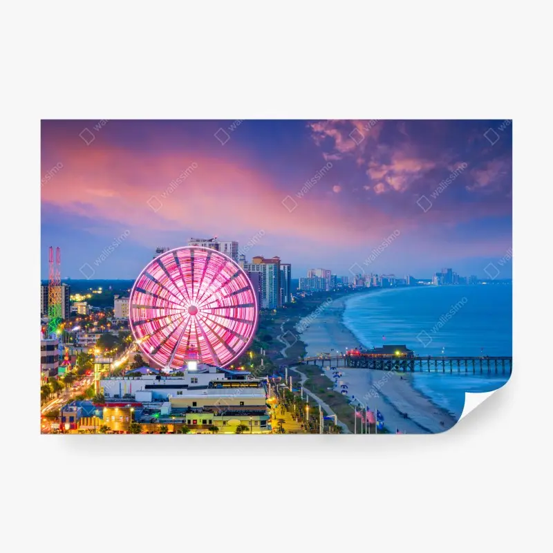 Fototapete Myrtle Beach sonnenuntergang skyline mit riesenrad