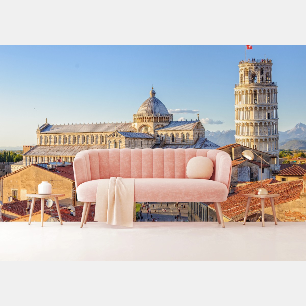 Fototapete sonnenbeschienener blick auf den dom von Pisa und den schiefen turm – Pixers®