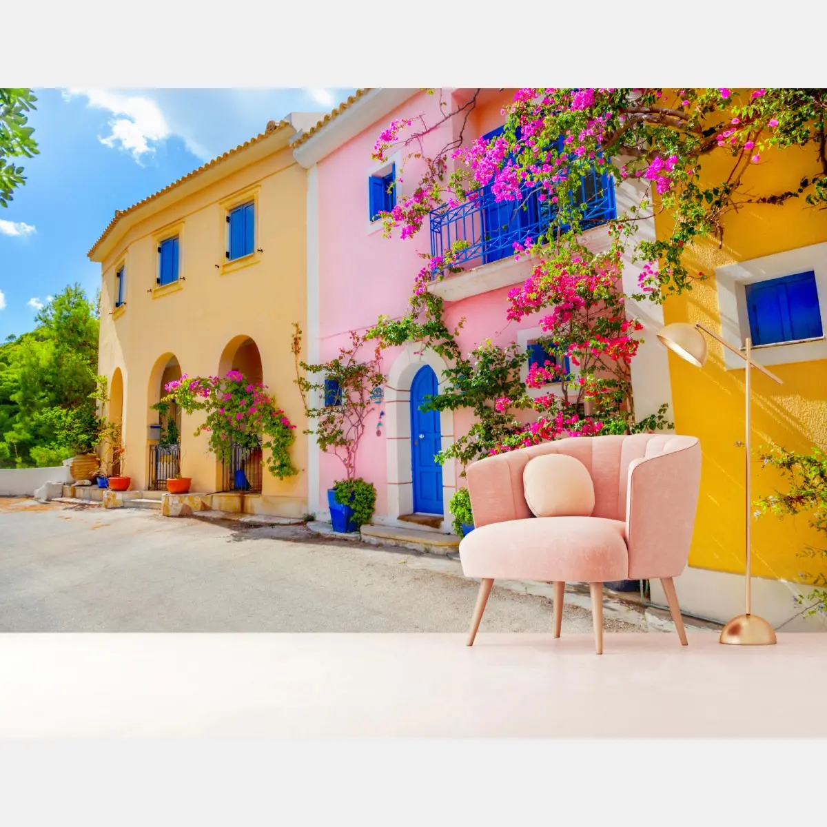 Fototapete bunte straße auf Kefalonia – Pixers®