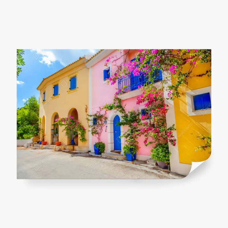 Fototapete bunte straße auf Kefalonia
