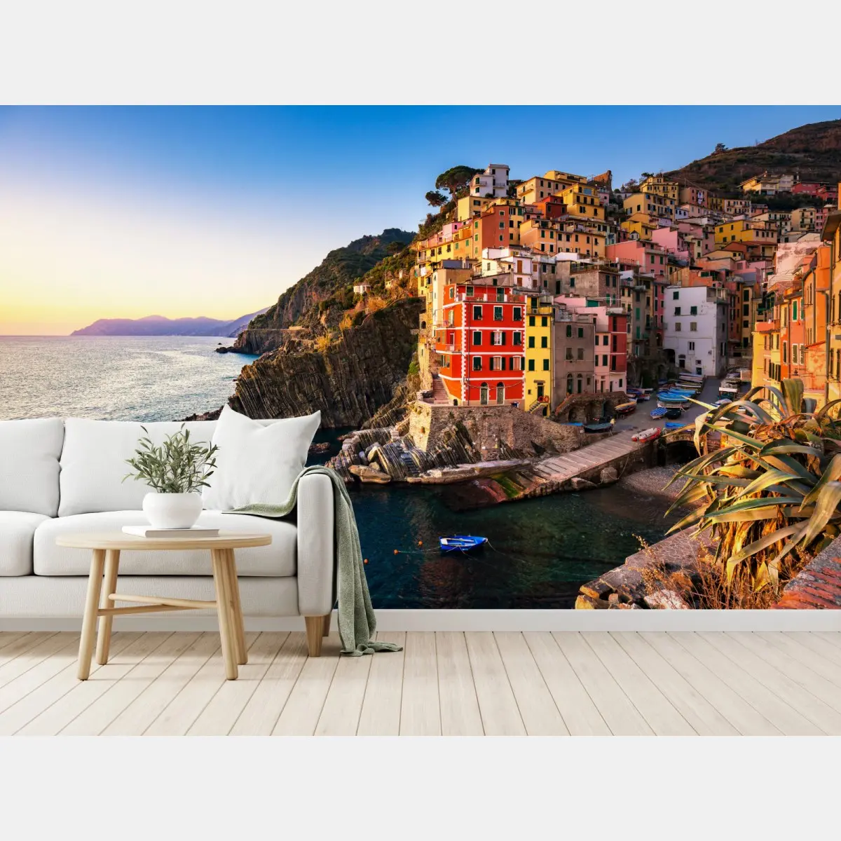 Fototapete sonnenuntergang über Riomaggiore, Cinque Terre – Pixers®