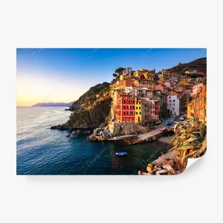 Fototapete sonnenuntergang über Riomaggiore, Cinque Terre – Pixers®