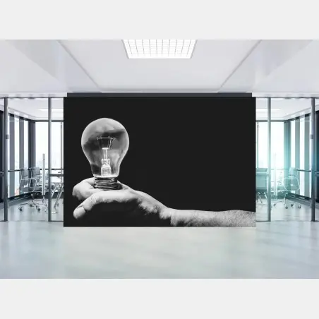 Fototapete monochrome hand hält glühbirne – Pixers®