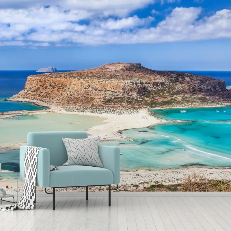 Fototapete türkise lagune mit insel und sandstrand