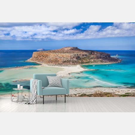 Fototapete türkise lagune mit insel und sandstrand – Pixers®