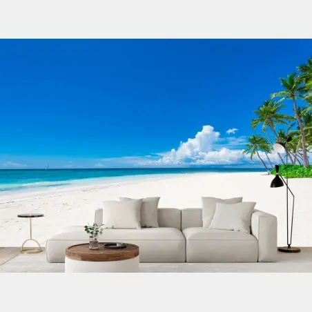 Fototapete tropischer strand mit palmen – Pixers®
