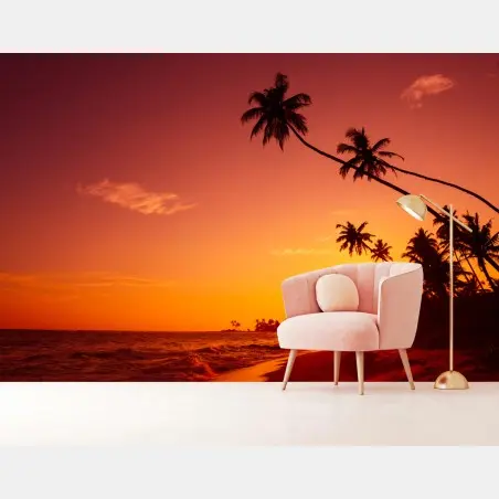 Fototapete tropischer sonnenuntergang am strand – Pixers®