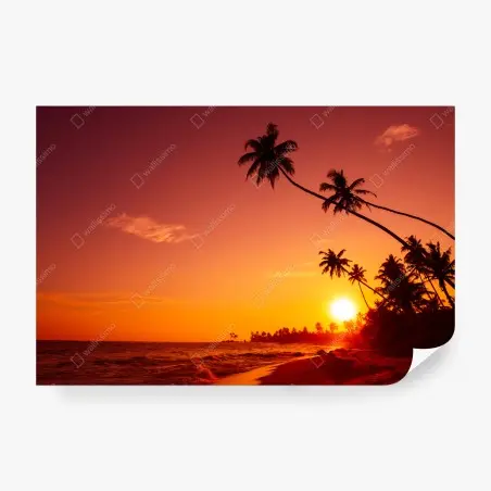 Fototapete tropischer sonnenuntergang am strand – Pixers®
