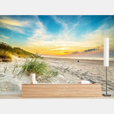 Fototapete sonnenuntergang über ruhigen dünen – Pixers®