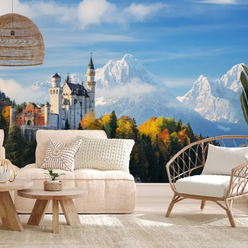 Fototapete märchenschloss in den Alpen
